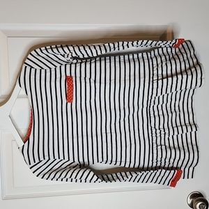 Mini Boden Striped Long Sleeve Shirt Slight Peplum, Size 11-12Y